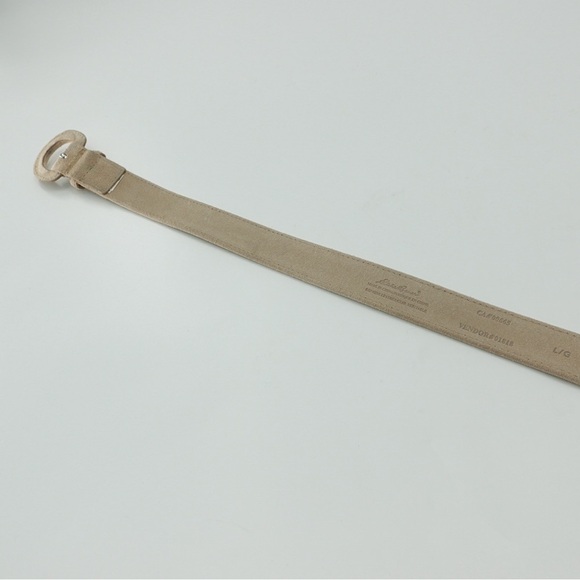 Eddie Bauer Tan Suede & Multicolor Canvas Stripe Belt Sz L Hiking Gorpcore - Picture 8 of 15